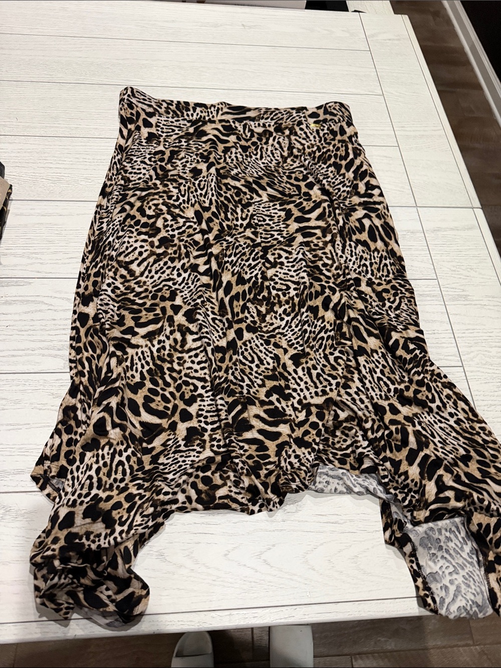 Calvin Klein Beige and Black Asymmetrical Animal-Print Skirt